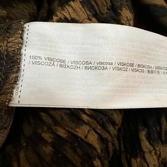 Mango MNG Leopard Animal Print Ruched Sleeve Smocked Back Top NWT Size 4 - Picture 9 of 9